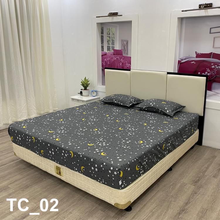 BỘ GA GỐI CHUN COTTON HÀN GỒM 1 GA CHUN VÀ 2 VỎ GỐI ĐẦU 45*65 (KT 120*190 CÓ 1 VỎ GỐI)