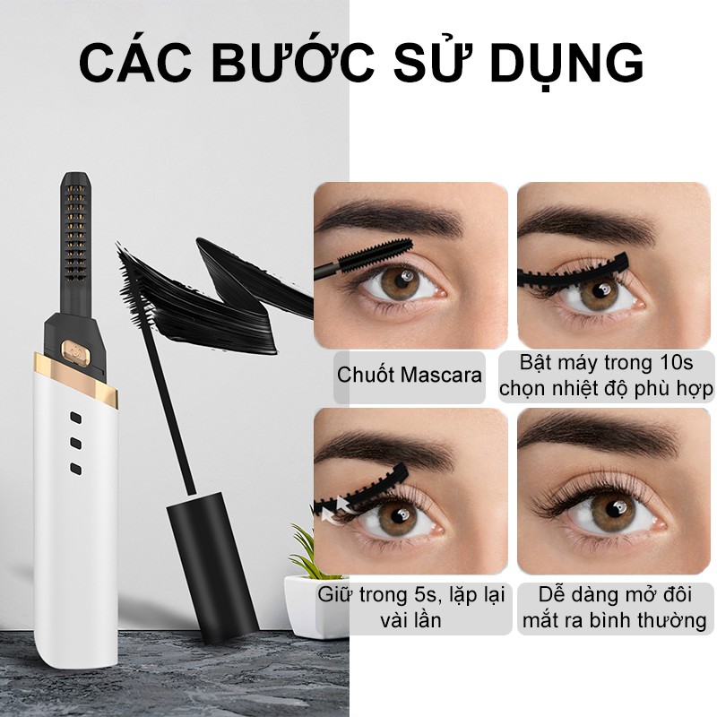 Máy uốn mi nhiệt Curl, Uốn mi cong tự nhiên, nhanh chóng, 3 Chế Độ Tích Hợp Sạc Điện Cổng USB BẢO HÀNH 6 THÁNG QStore