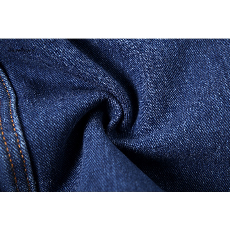 Chân váy jean Lưng Cao Màu Trơn Phối Khóa Kéo Thời Trang Đường Phố Cho Nữ