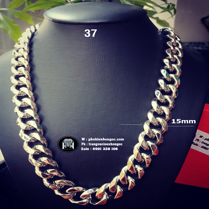 Dây chuyền nam lớn ( 15mm dài 60cm) vĩnh viễn không đen không gỉ phong cách cá tính kiểu cuban size lớn KHÔNG NGỨA CỔ