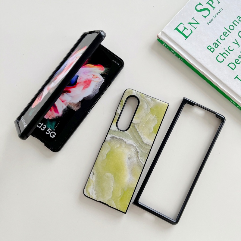 Ốp Điện Thoại Da Gập Chống Sốc Họa Tiết Vân Đá Thời Trang Cho Samsung Galaxy Z Fold 3 5G