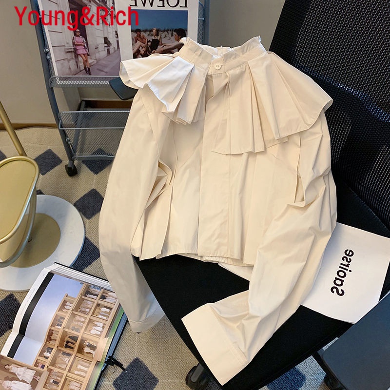 Y & R Áo Khoác Dáng Rộng Cổ Lá Sen Kiểu Cung Điện Cao Cấp Phong Cách Retro Mùa Xuân Thu Sang Trọng Cho Nữ