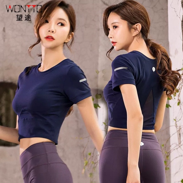 ÁO TẬP GYM YOGA NỮ - CROPTOP CR SẴN MÚT PHỐI LƯỚI TAM GIÁC MỚI