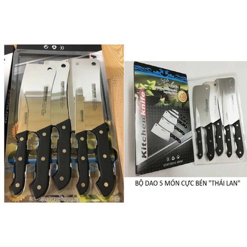 BỘ DAO THÁI LƯỠI THÉP CỰC BÉN KITCHEN KNIFE 05 MÓN HÀNG NHẬP Siêu Cao Cấp