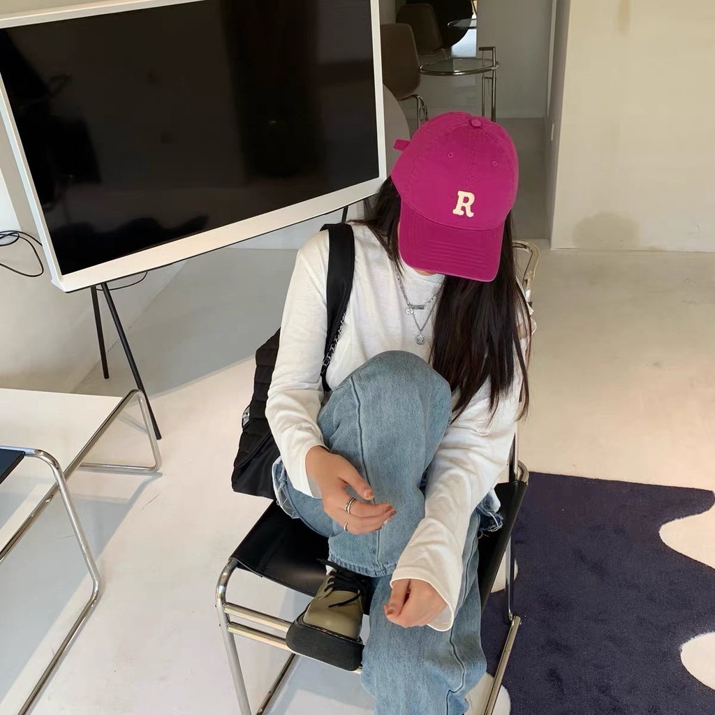 Mũ lưỡi trai MG STUDIO thêu chữ R thời trang