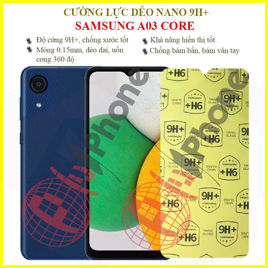 Dán cường lực dẻo nano trong hoặc nhám cho Samsung Galaxy A03 Core