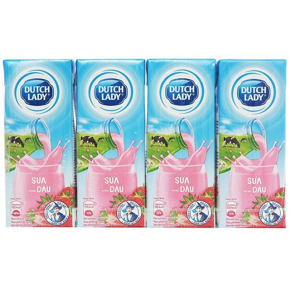 Lốc 4 hộp sữa tiệt trùng Cô Gái Hà Lan 180ml (Đủ Vị)