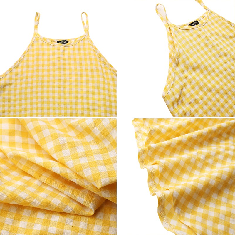 VONDA Đầm Dài Sát Nách Hoạ Tiết Ca Rô Ca Rô Thời Trang Mùa Hè Cho Nữ | BigBuy360 - bigbuy360.vn