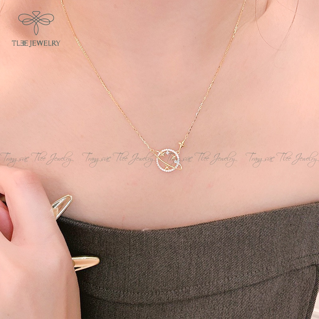 Dây chuyền bạc nữ TLEE mặt hành tinh galaxy nạm đá lấp lánh NCJ D0105