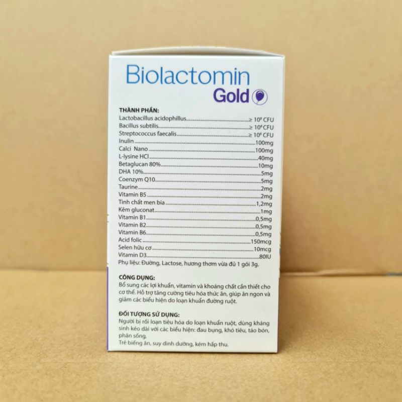 Cốm Biolactomin gold hỗ trợ tiêu hóa trẻ biếng ăn kém hấp thụ - Hộp 30 gói