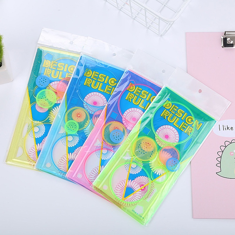 Bộ 3 Thước Khuôn Vẽ Hình Kính Vạn Hoa Rỗng Cho Bé Trai Gái