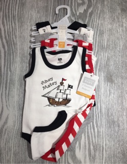 Set 5 body sát nách bé trai (5-7kg và 9-12 kg)