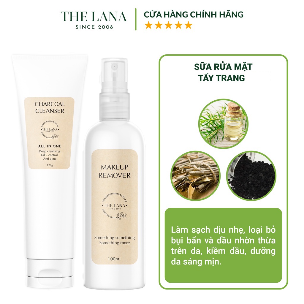 Combo sữa rửa mặt, tẩy trang The Lana giúp làm sạch sâu, loại bỏ bã nhờn trên da