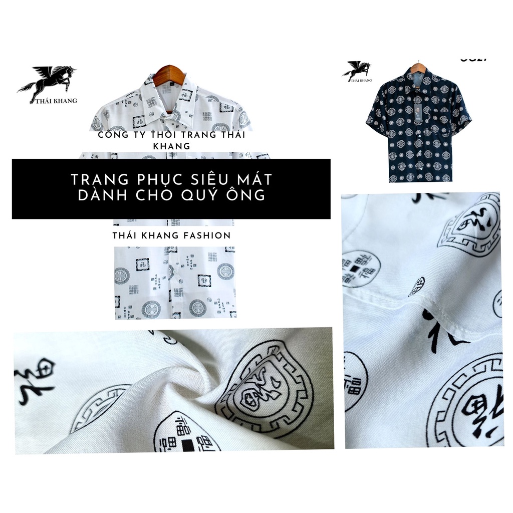 Áo sơ mi ngắn tay nam trung niên vải lanh siêu mát loại áo sơ mi nam họa tiết cho người lớn tuổi sang trọng ASLOG2 | BigBuy360 - bigbuy360.vn