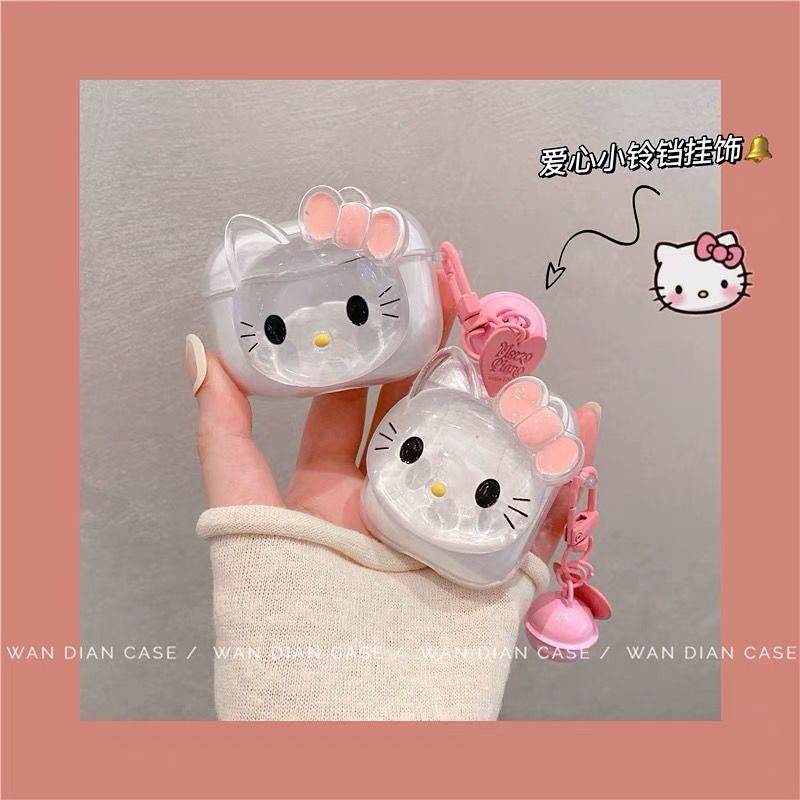 Ốp hộp sạc tai nghe silicon mềm họa tiết mèo kitty dễ thương cho Airpods 1 2 3 Pro