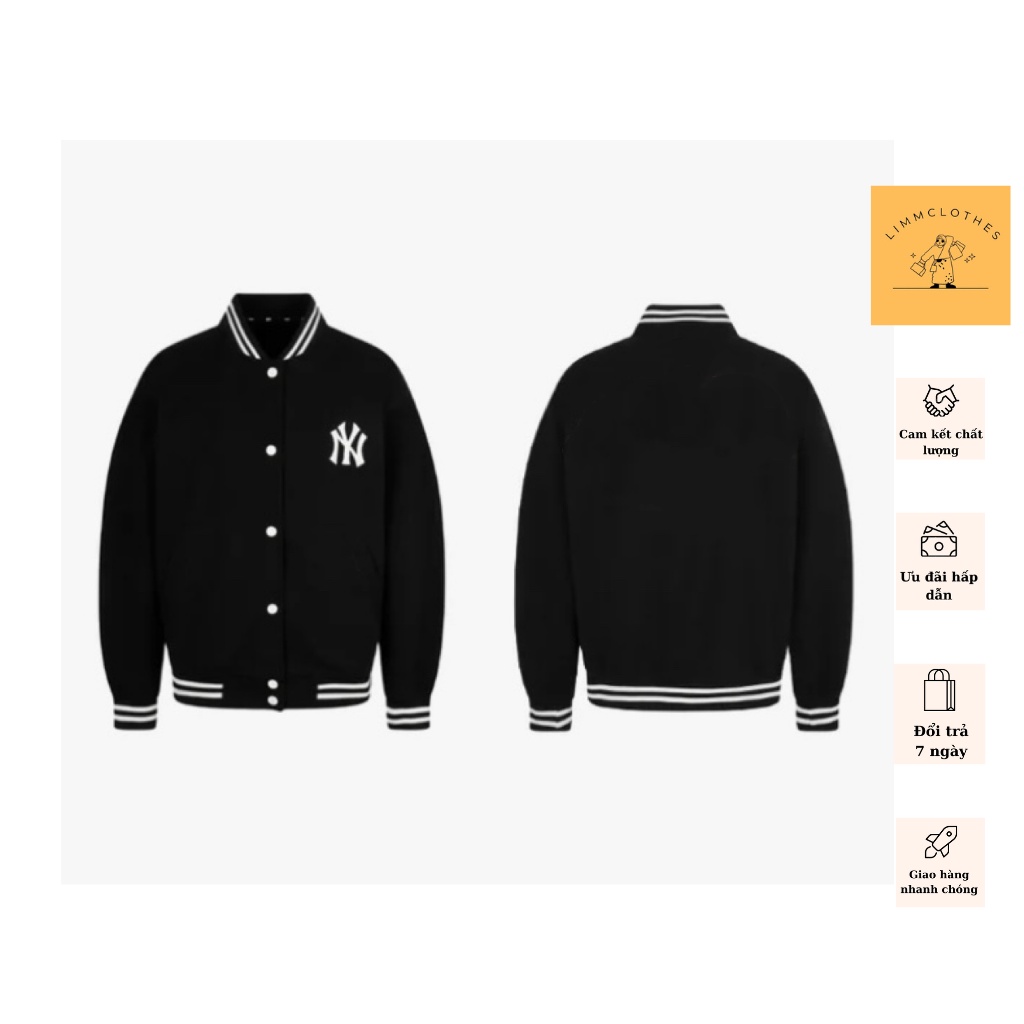 Áo bomber da lộn unisex thêu chữ NY, áo khoác lót lông cừu nam nữ
