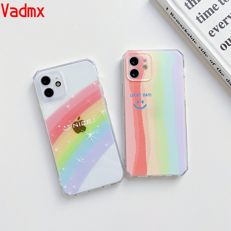 Ốp điện thoại TPU mềm trong suốt chống sốc in hình cầu vồng cho Samsung Galaxy S21 S20 Ultra Plus FE Note 20 Ultra 10 S10 Lite Plus