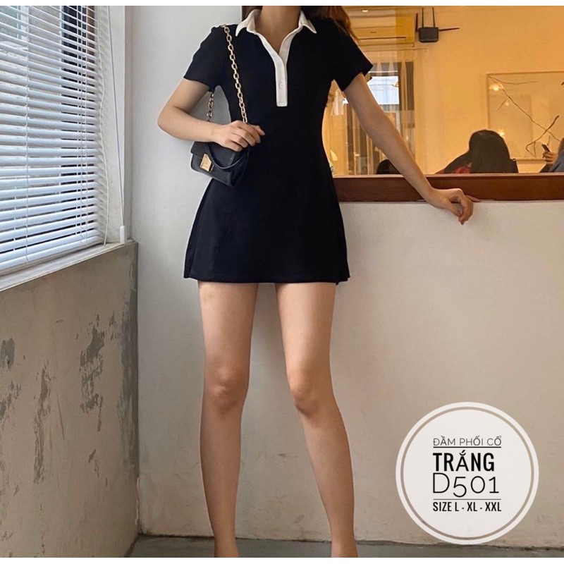 Bigsize Đầm phối cổ trắng D501 | BigBuy360 - bigbuy360.vn