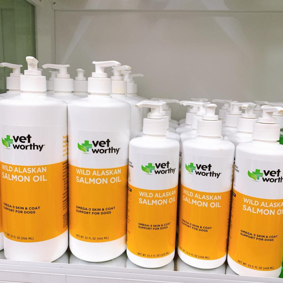 Dầu cá hồi cho chó mèo Vet Worthy - 32 Oz 946ml của Mỹ