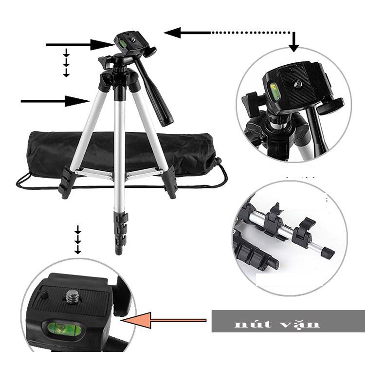 Giá Đỡ Điện Thoại Máy Ảnh Tripod Cao Cấp | Tặng Đầu Kẹp