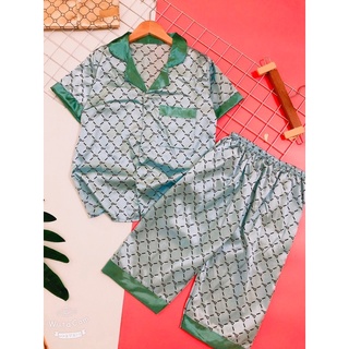 Đồ Bộ Pyjama Lụa Satin Hoạ Tiết Lửng Form Dưới 55kg