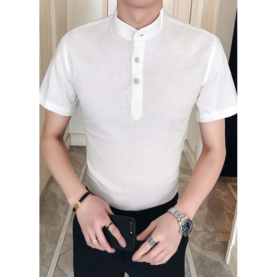 Áo Đũi Nam Cổ Tàu Ngắn Tay Chất Mịn Đẹp Kiểu Dáng Trơn Thời Trang