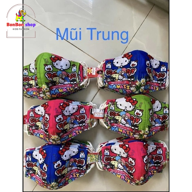 (Mã KT01) Khẩu trang vải cho bé, nhiều mẫu mã, kết cấu 3 lớp khoáng khuẩn cho bé 1t-10t