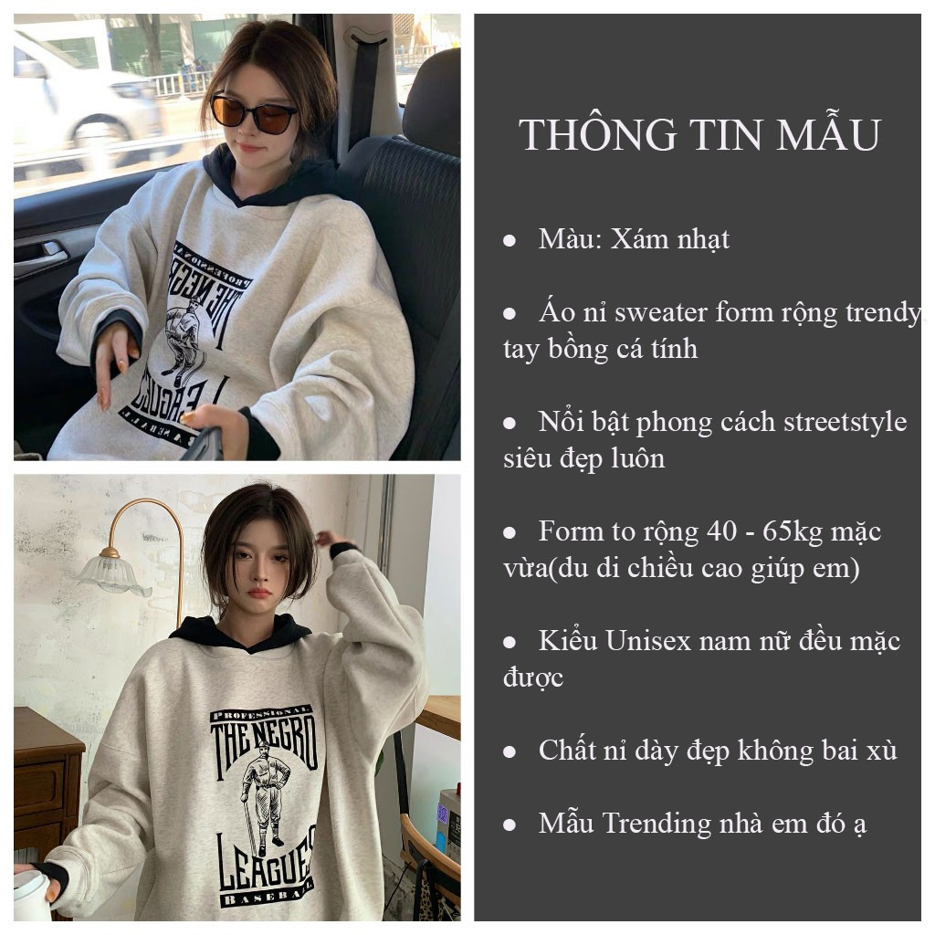 Áo sweater nỉ NEGO form rộng phong cách Hàn Quốc - VENUS