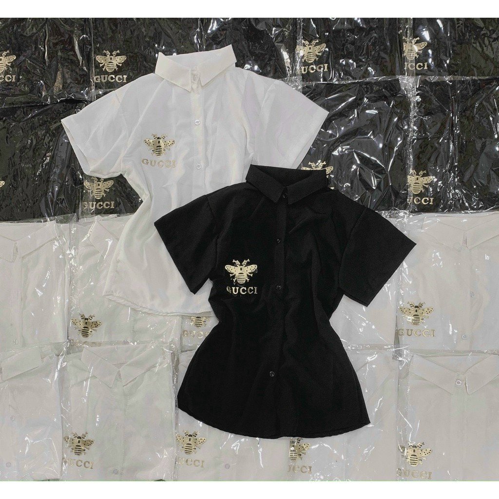 ÁO SƠ MI NGẮN TAY CHÚ ONG HÌNH THẬT