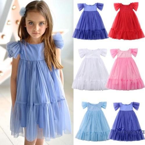 ❤XZQ-New Fashion Cute Kids Sundress Baby Girls Wedding Bridemaid Birthday Party Dress