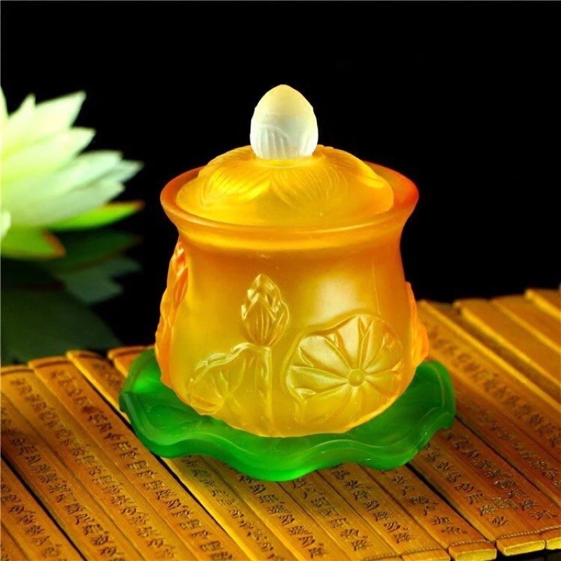 Chén thủy tinh lá đế - Vàng