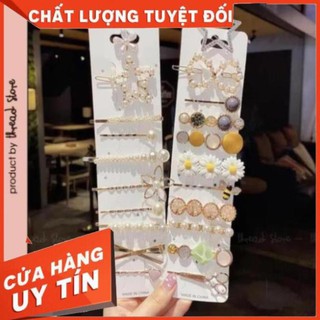 Kẹp tóc kim loại thiết kế ngọc trai/hình hoa/ngôi sao đính đá hàng order trung quốc no.kt01