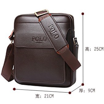 Túi đeo chéo nam da bò đựng ipad POLO PANKE 28x24x10cm (Đen - Nâu)