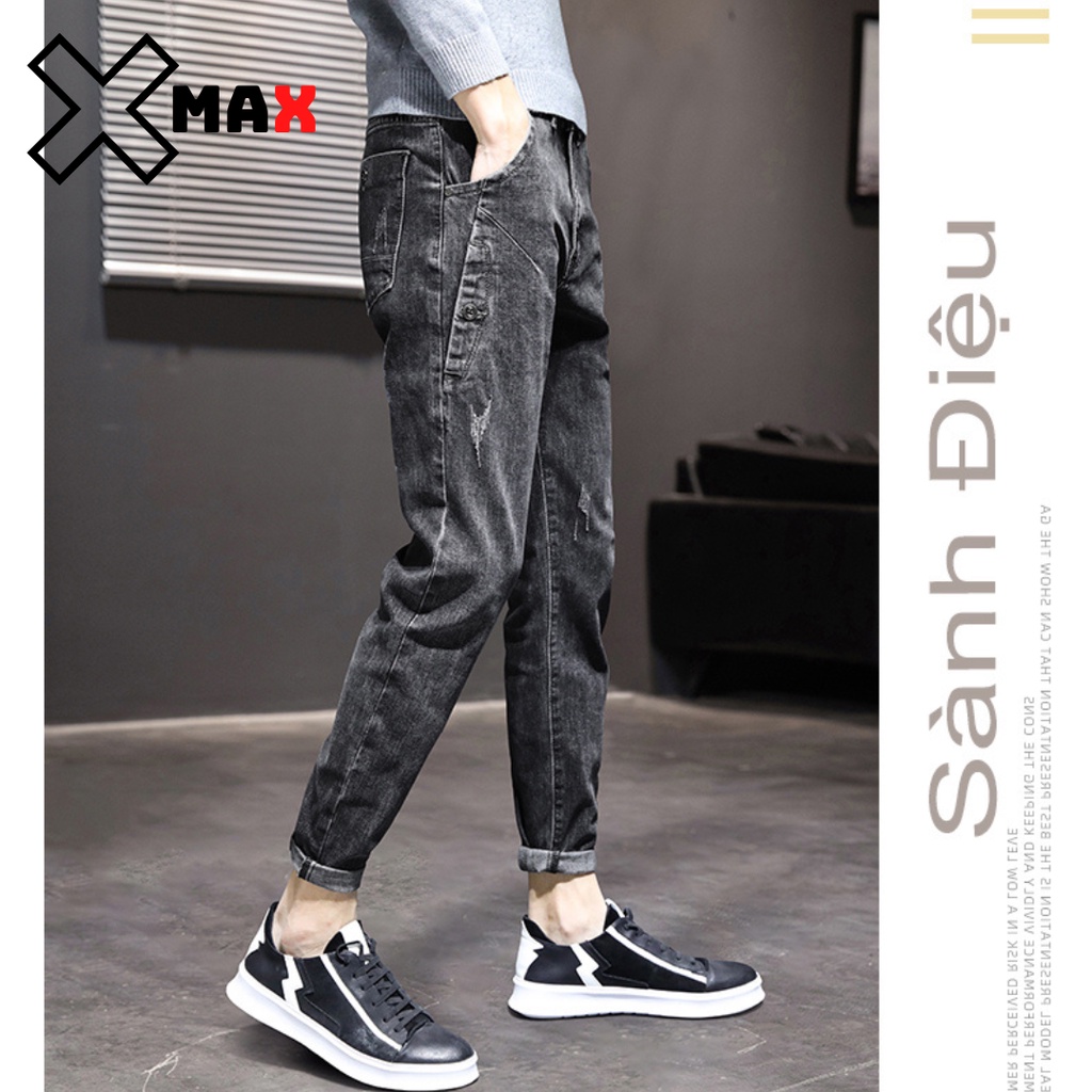 Quần jean nam skinny chất bò cao cấp co giãn 4 chiều cực đẹp rin trơn hottrend hàn quốc Xmax B037