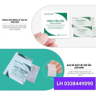 Bông tẩm cồn Tanaphar KT 3X3cm