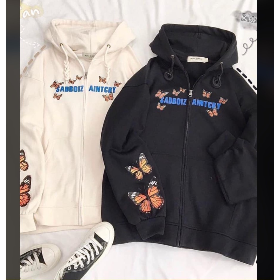 Áo hoodie bướm - thụng mũ 2 lớp tay bồng - Tặng giấy thơm - A3 | BigBuy360 - bigbuy360.vn