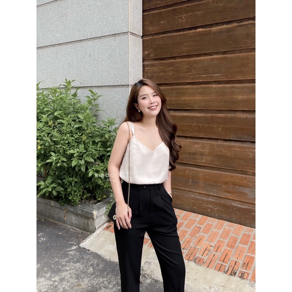 BIBOO - Áo hai dây lụa form suông thoải mái chất liệu Lụa Hàn cao cấp SILK CAMISOLE
