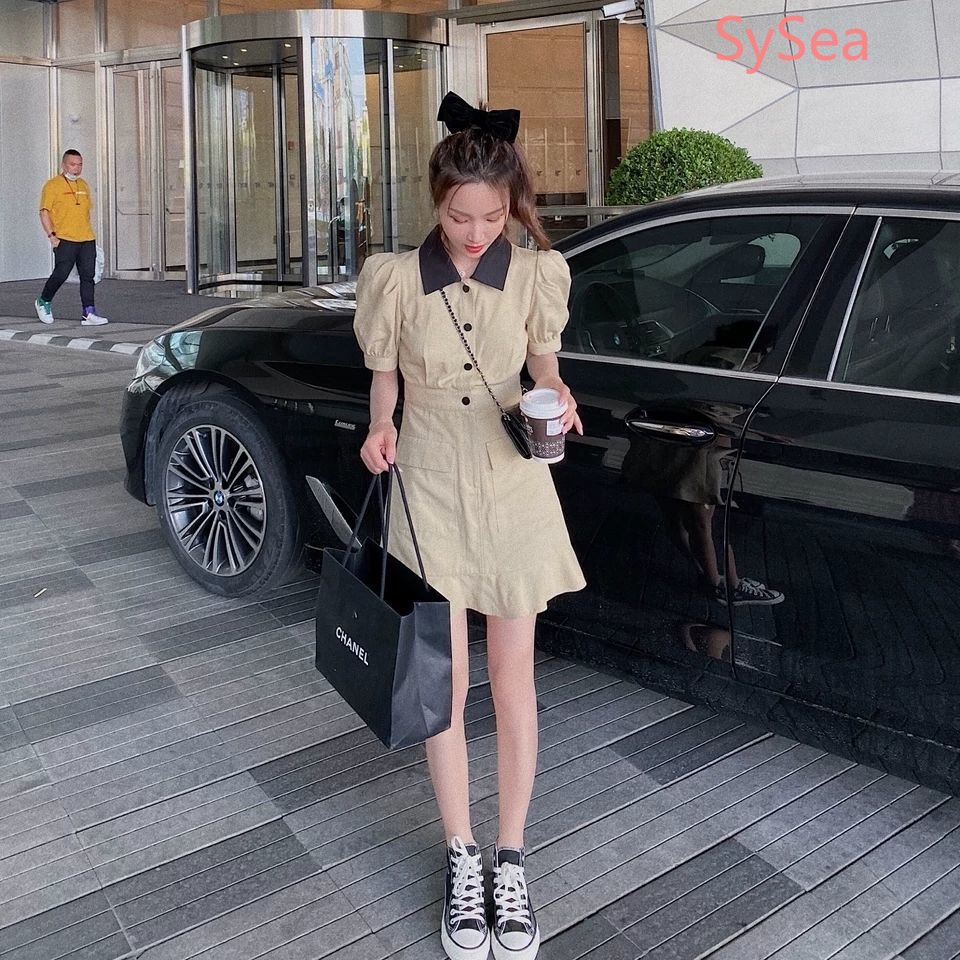 Đầm Đuôi Cá Vải Kaki Tay Ngắn Phong Cách Retro Thời Trang Mùa Hè | BigBuy360 - bigbuy360.vn