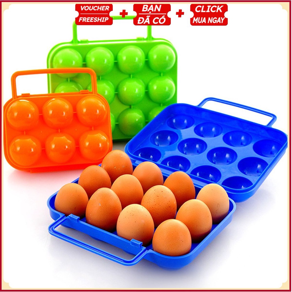 Hộp Khay ĐỰNG TRỨNG Gà Du Lịch, Giỏ Rổ Đựng Trứng Vịt Tiện Lợi - Phụ Kiện Dã Ngoại 12 NGĂN
