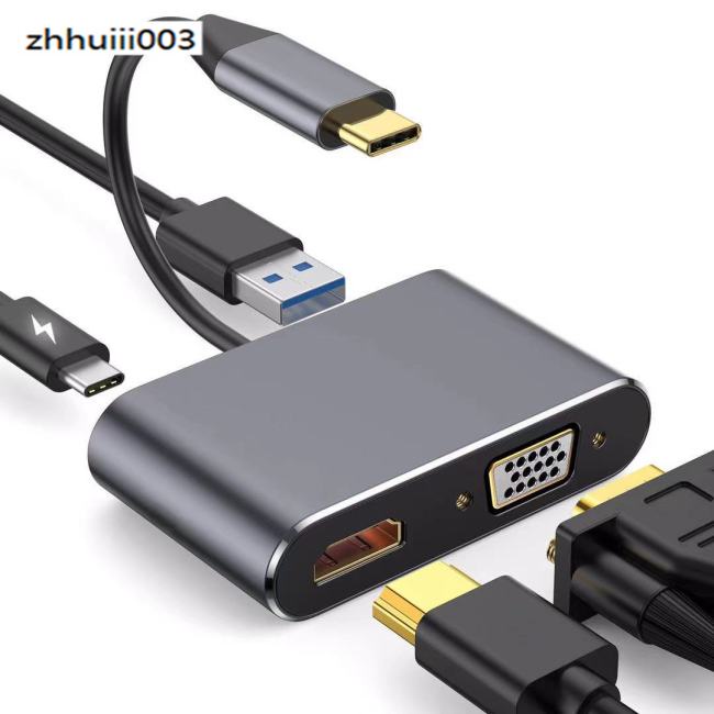 Cáp Chuyển Đổi Usb C Sang Hdmi Vga 4 Trong 1 Thông Minh 3.0