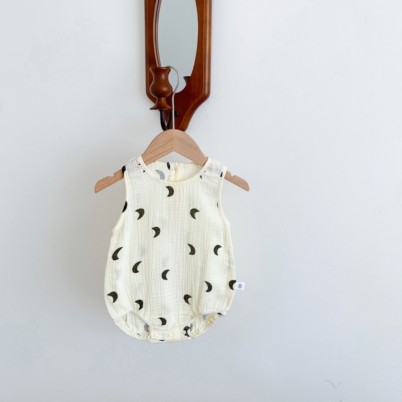 Bộ Áo Liền Quần Sát Nách Vải Mỏng In Họa Tiết Kiểu Hàn Quốc Thời Trang Mùa Hè Cho Bé Sơ