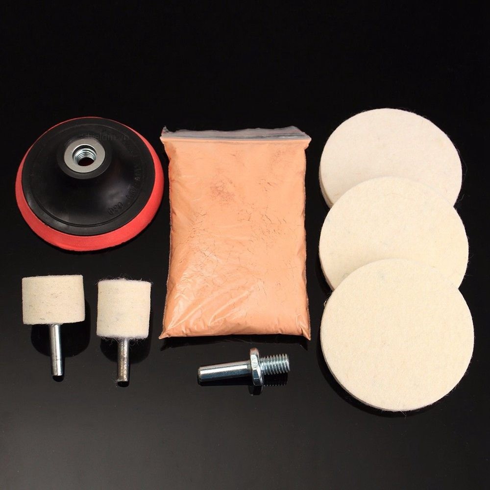 Shieldm✨8pcs Cerium Oxide Glass Polishing Kit Windscreen Scratch Remover + Felt + 3" Pad