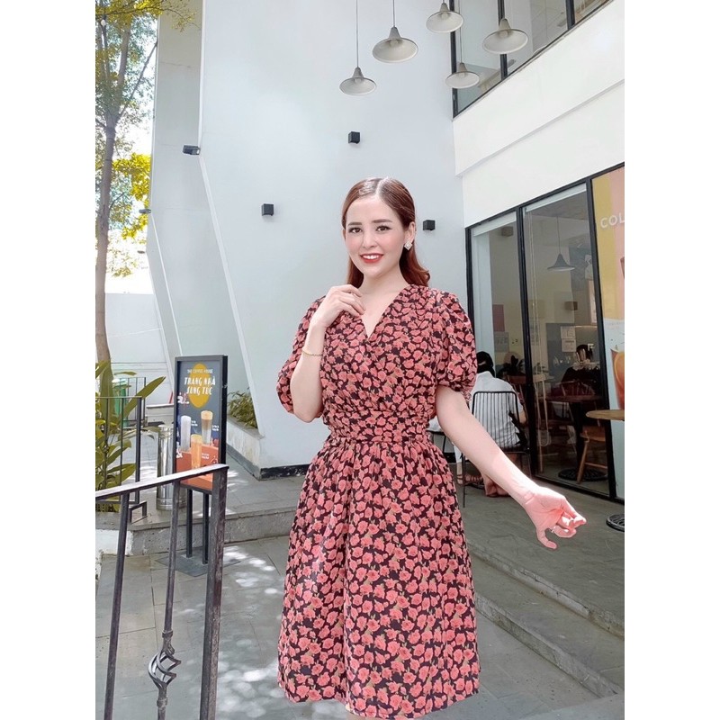 Váy Nữ 💖FREESHIP💖 Đầm Tay Ngắn Cổ Tim Họa Tiết Hoa Cúc Thời Trang | BigBuy360 - bigbuy360.vn