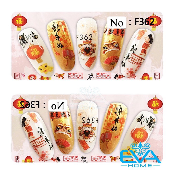 Miếng Dán Móng Tay 3D Nail Sticker Tráng Trí Hoạ Tiết Tết Đón Xuân F362