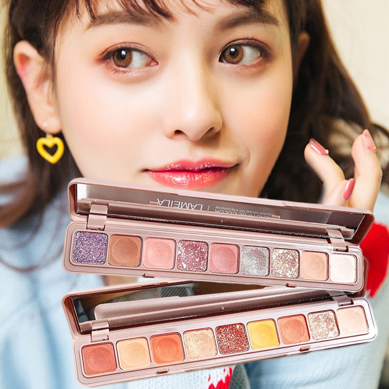 Bảng Phấn Mắt Chín Màu Sắc Hiệu Ứng Lì / Ánh Nhũ Chống Nước Bền Màu Dài Lâu