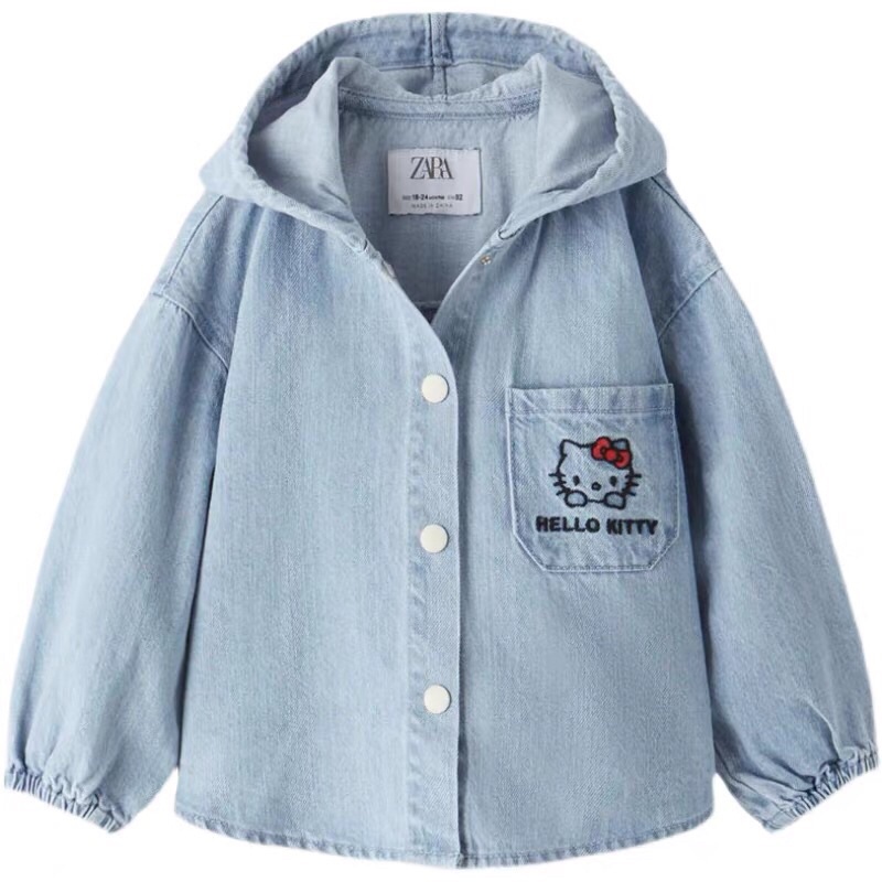 Áo khoác bò bé trai bé gái 1-5 tuổi  Áo cotton denim mũ trùm cao cấp xuất dư 1121