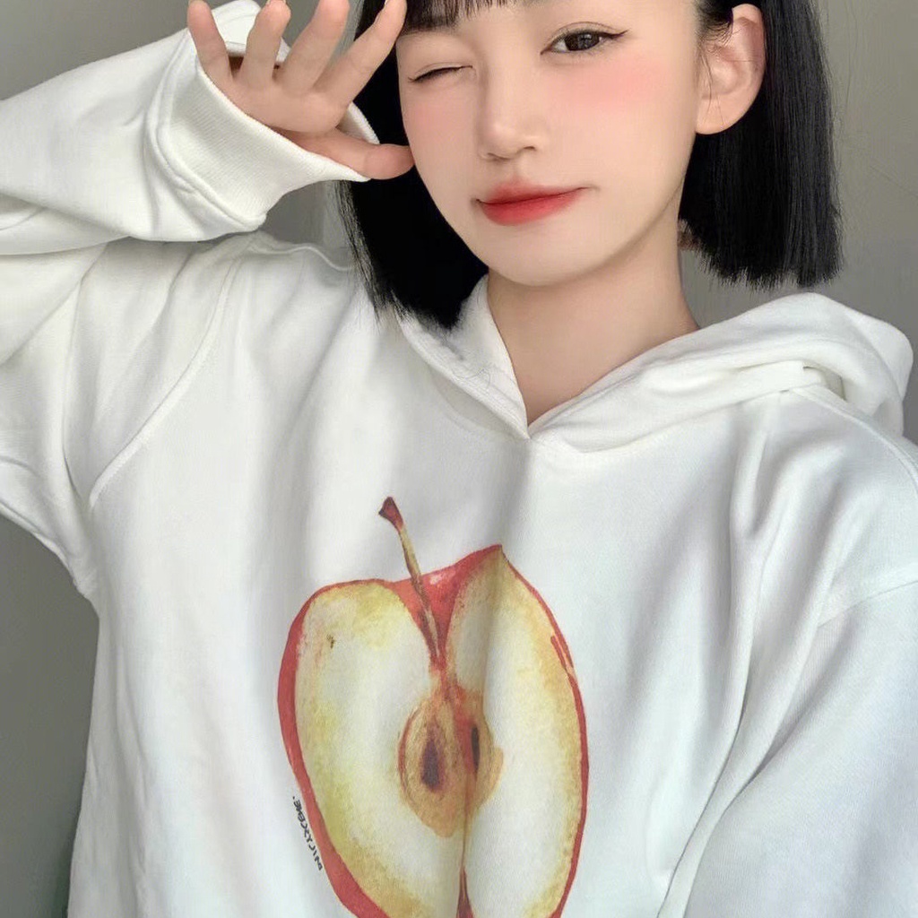 SUXI Áo Hoodies Tay Dài Dáng Rộng Hoạ Tiết In Thời Trang Xuân Thu