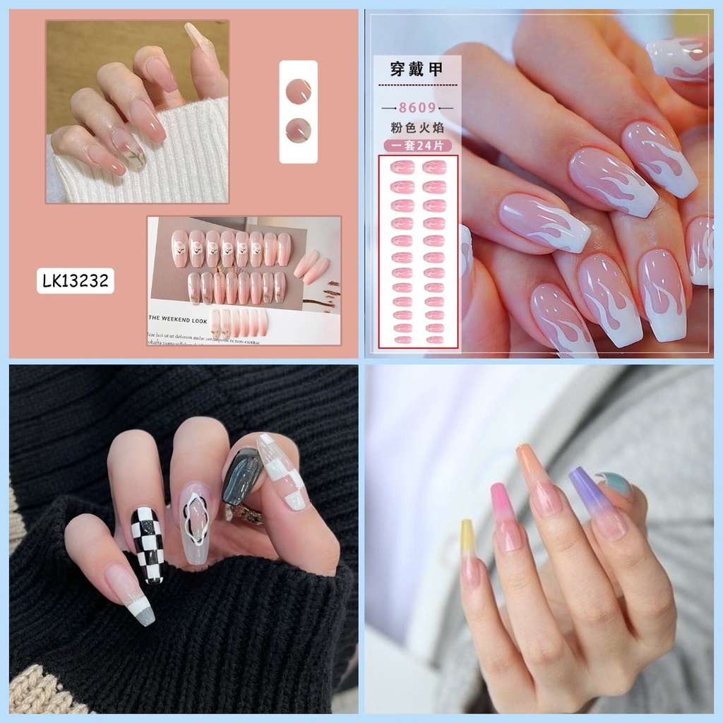 24 cái / không hộp dễ thương móng tay giả / móng tay giả / móng tay giả móng tay dài / nơ