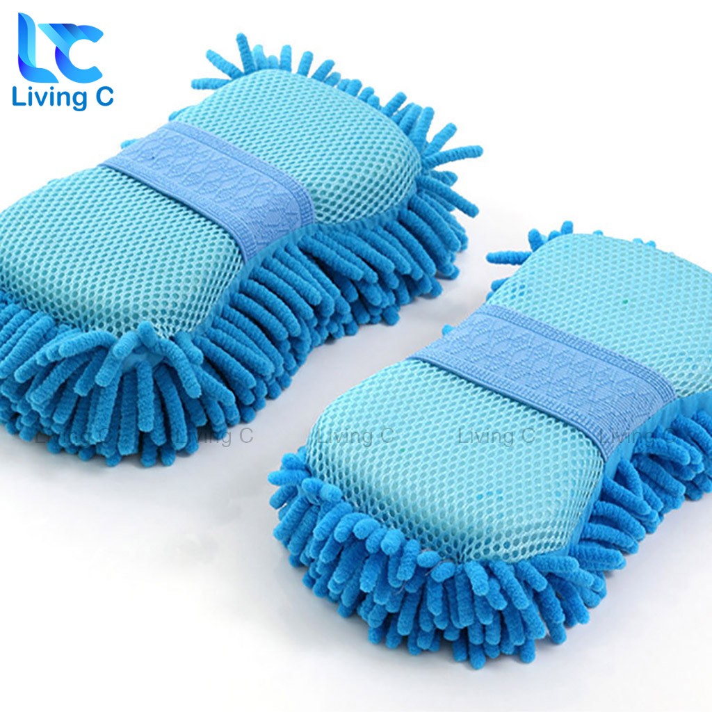 Găng tay rửa xe ô tô Living C, bọt biển microfiber lau chùi xe siêu sạch tiện lợi _SL