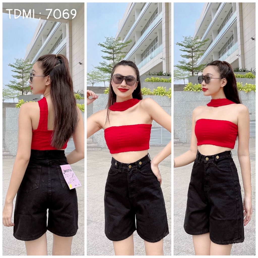 Quần Short Jean Ngố Nữ Ống Rộng 2 Back Lưng Cao Chất Bò Phong Cách Ulzzang Hàn Quốc 4 Màu - 441